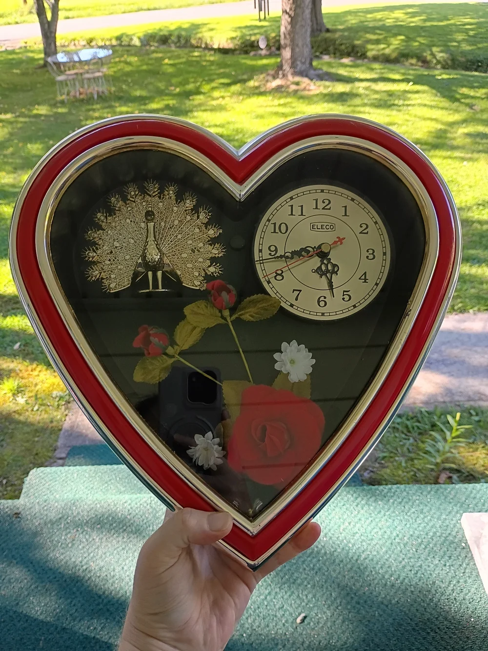 HeartStyle Clocks Eleco Quartz Heart Shaped Floral Hanging Wall Clock Home Decor